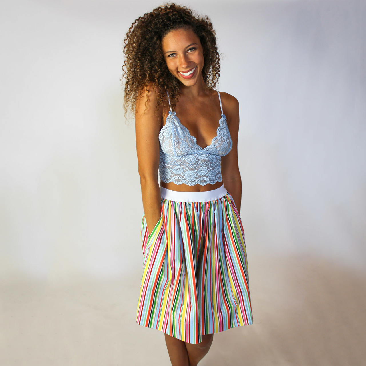 Rainbow Stripe Skater Skirt | pearlgirlstudio